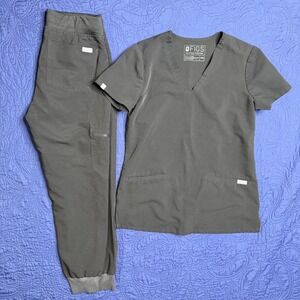 FIGS Casma Zamora Scrub Set Black XXS Top XS Petite Joggers Womens Medical Wear